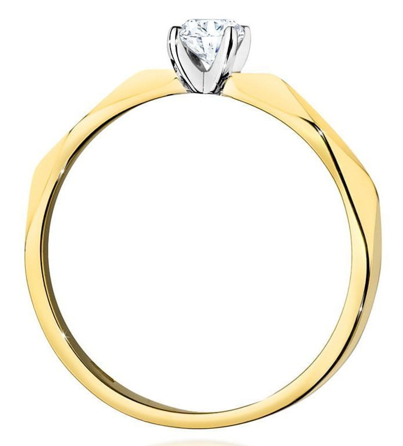 Złoty pierścionek W0484 z diamentem 0,15 ct o czystości SI2 i barwie H. Klasyczna elegancja w żółtym złocie 585 – idealny pierścionek zaręczynowy lub prezent na wyjątkową okazję.1.jpg