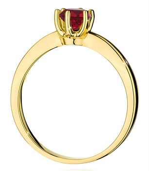 Złoty pierścionek z rubinem W0563 – żółte złoto próby 585, rubin 0.60 ct (5 mm). Szlachetna biżuteria o wadze 2.1–2.9 g i wysokości korony 6.3 mm. Symbol elegancji, miłości i pasji.36.jpg