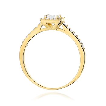 Pierścionek W0591 z diamentem 0.30ct i 30 dodatkowymi kamieniami (łącznie 0.50ct) w żółtym złocie 585. Luksus, blask i elegancja w wyjątkowej, wielokamieniowej oprawie.3.jpg