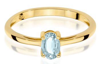 Złoty pierścionek z akwamarynem W0685 – złoto 585 w żółtym kolorze, kamień owalny 0.35 ct (6×4 mm). Delikatna i elegancka biżuteria o wadze 1.4–2.0 g. Idealny prezent dla wyjątkowej kobiety.2.jpg