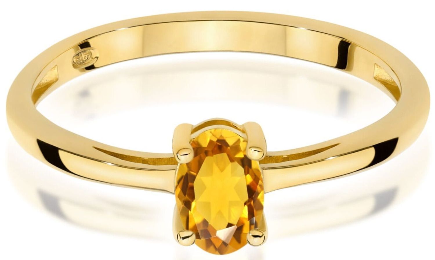 Elegancki pierścionek z naturalnym cytrynem 0,60 ct wykonany z żółtego złota próby 585. Subtelny design i słoneczny blask – idealny na prezent.1.jpg