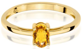 Elegancki pierścionek z naturalnym cytrynem 0,60 ct wykonany z żółtego złota próby 585. Subtelny design i słoneczny blask – idealny na prezent.1.jpg