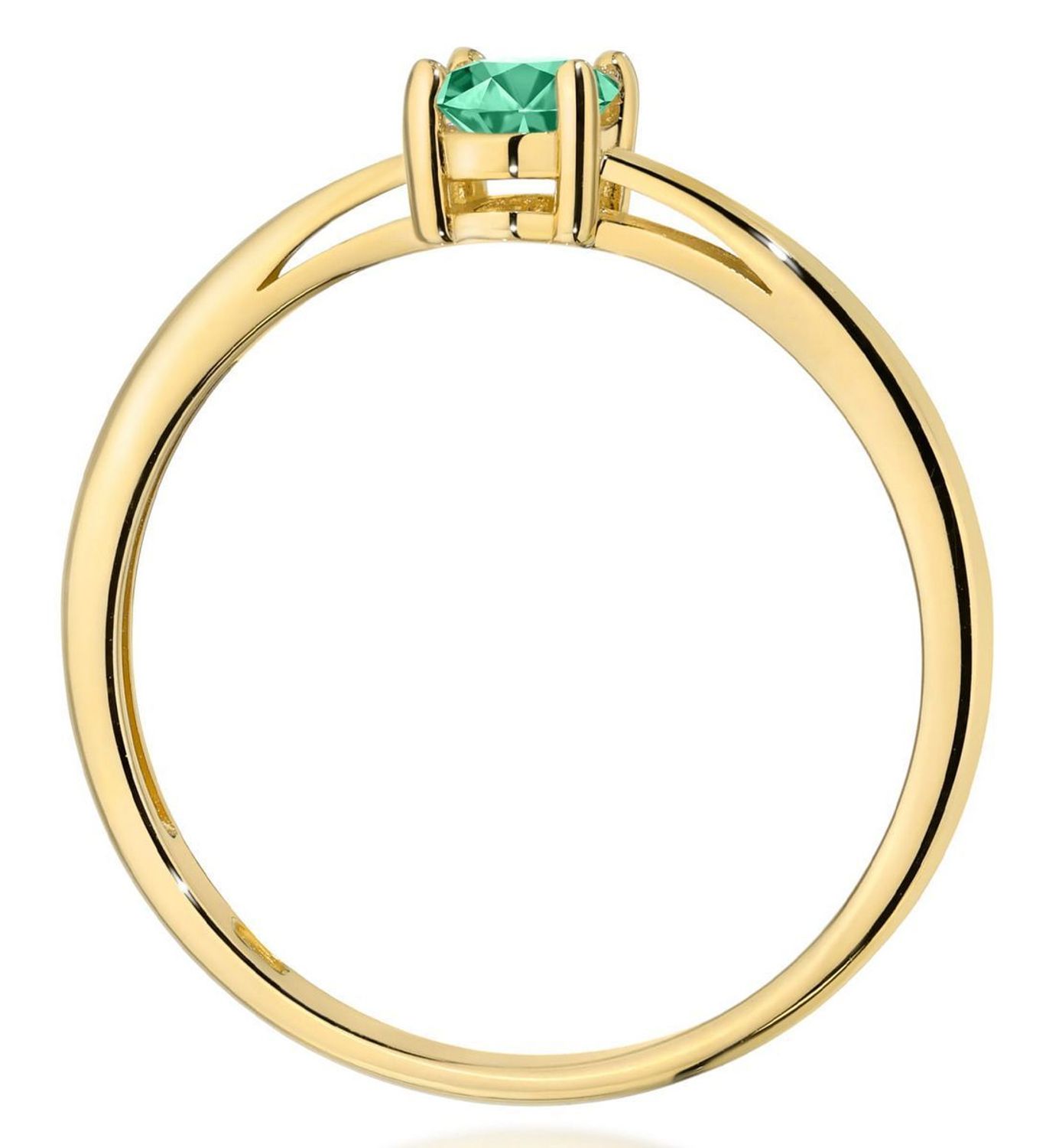 Złoty pierścionek damski W0685 z owalnym szmaragdem 0,40 ct. Wykonany z żółtego złota próby 585. Klasyczna elegancja i naturalne piękno w jednym. Idealny na prezent lub zaręczyny.1.jpg