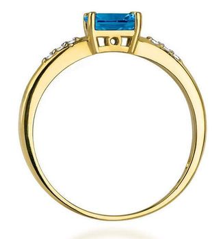 Złoty pierścionek zaręczynowy z topazem London Blue 0,03ct próba 585 W077 rozmiar 13. Wyjątkowy pierścionek zaręczynowy wykonany z żółtego złota próby 585,  (3).jpg