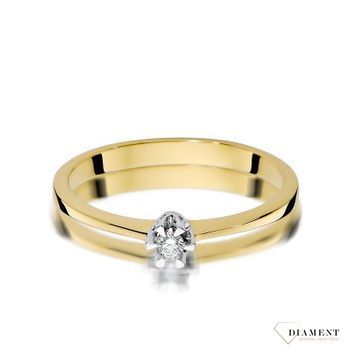 Złoty pierścionek damski 585 z Jednym centralnym Diamentem 0.04 ct DIAPRSW111Z585B0.04  Pierścionek z żółtego 14 karatowego złota z Diamentami, idealny prezent dla każdej kobiety. Możliwość zamówienia Twojego Rozmiar (2).jpg