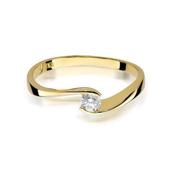 Złoty pierścionek damski 585 Diament otulony ciepłym złotem 0,13 ct DIAPRSW160Z585B0.13  Pierścionek z żółtego 14 karatowego złota z Diamentami, idealny prezent dla każdej kobiety. Możliwość zamówienia Twojego Rozmia.jpg