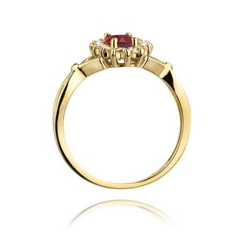 Złoty pierścionek damski 585 Owalna markiza z Rubinem i Diamentami 0.12 ct 3.jpg