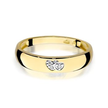 Złoty pierścionek damski 585 Obrączka z serduszkami z Diamentów 0,02 ct 2.jpg