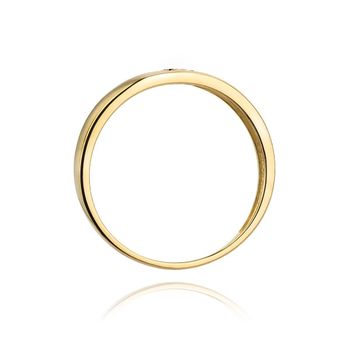 Złoty pierścionek damski 585 Obrączka z serduszkami z Diamentów 0,02 ct 3.jpg