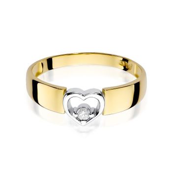 Złoty pierścionek damski 585 Obrączka z sercem z białego złota i Diamentem 0,04 ct 2.jpg
