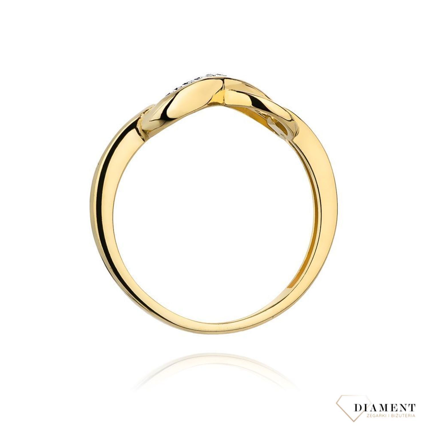 Pierścionek damski złoty 585 Nieskończoność usłana Diamentami 0.04 ct DIAPRSW285Z585B0.04 Pierścionek z żółtego 14 karatowego złota z Diamentami, idealny prezent dla każdej kobiety. Możliwość zamówienia Twojego Rozmiaru..jpg
