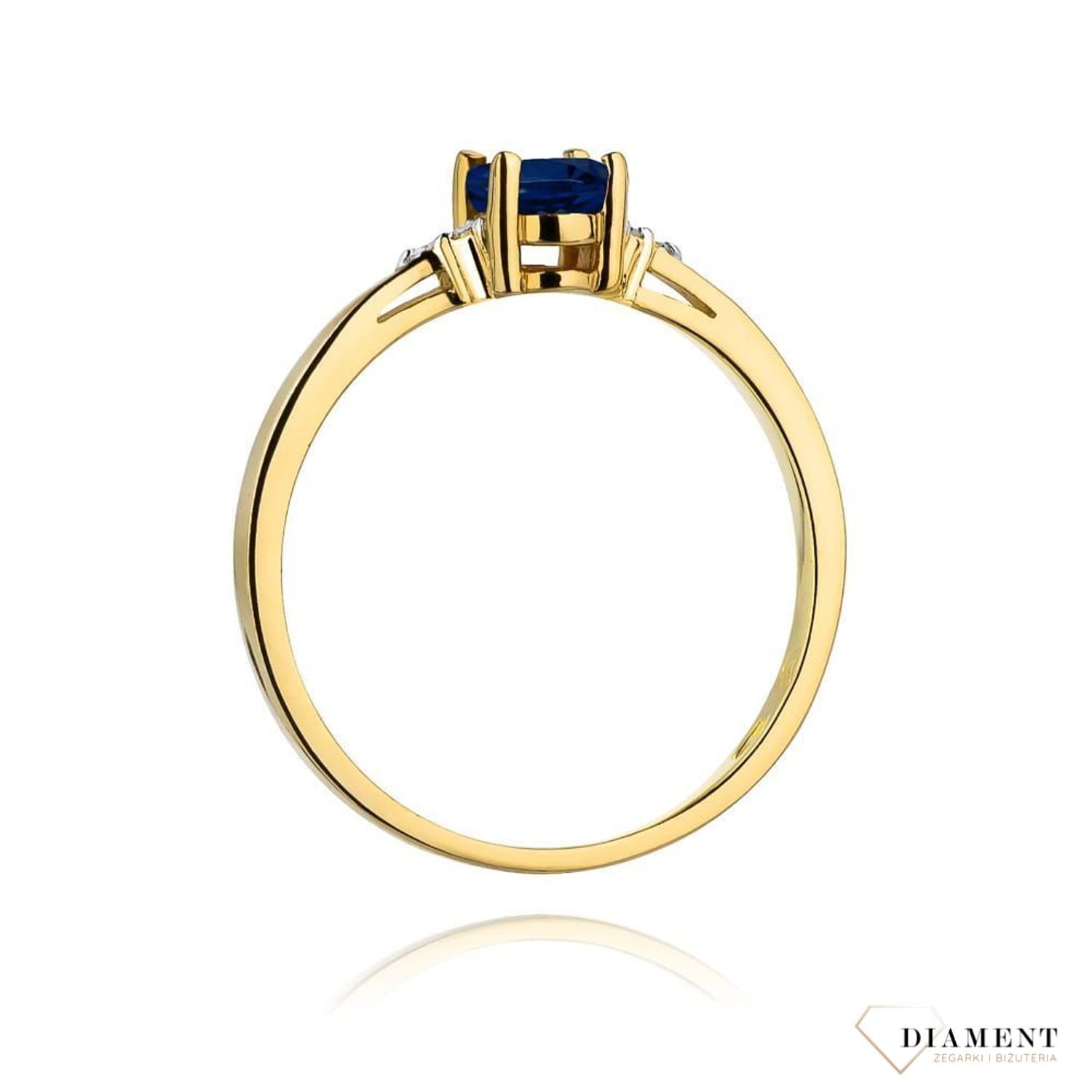Złoty pierścionek damski 585 Pierścionek z Tanzanitem i  Diamentami 0.05 ct DIAPRSW301Z585TA0.40 Pierścionek z żółtego 14 karatowego złota z Diamentami, idealny prezent dla każdej kobiety. Możliwość zamówienia Twojego Rozmia.jpg