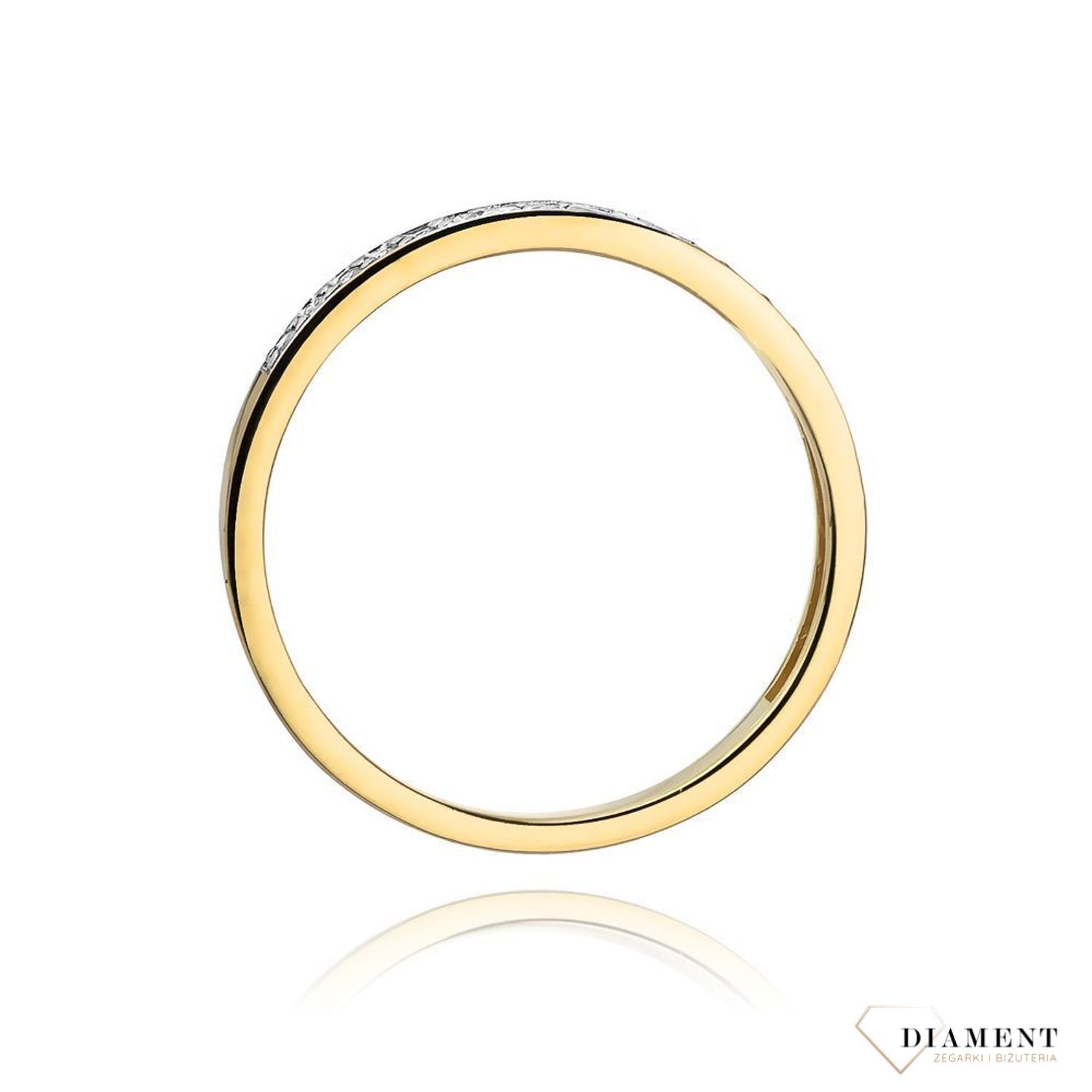 Złoty pierścionek damski 585 Obrączka wysadzana 17 Diamentami 0.09 ct DIAPRSW306Z585B0.09  Pierścionek z żółtego 14 karatowego złota z Diamentami, idealny prezent dla każdej kobiety. Możliwość zamówienia Twojego Rozmiaru..jpg