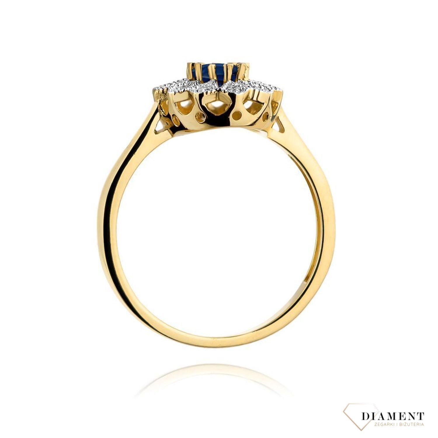 Pierścionek złoty z Diamentami 585 Przepiękna markiza z Szafirem i Diamentami 0,10 ct DIAPRSW354Z585S0.70  Pierścionek z żółtego 14 karatowego złota z Szafirami i Diamentami, idealny prezent dla każdej kobiety. Możliwość zam.jpg