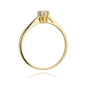 Złoty pierścionek damski 585 Klasyczny wzór z jednym centralnym Diamentem 0,15 ct 3.jpg