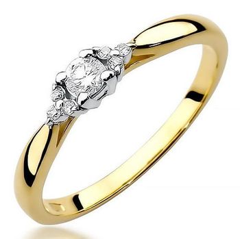 Złoty pierścionek zaręczynowy z diamentami 0,10ct próba 585 W428 rozmiar 7. Ten elegancki pierścionek zaręczynowy wykonany został z najwyższej jakości złota próby 585 (14K). Pierścionek zaręczynowy z diamentami (1).jpg