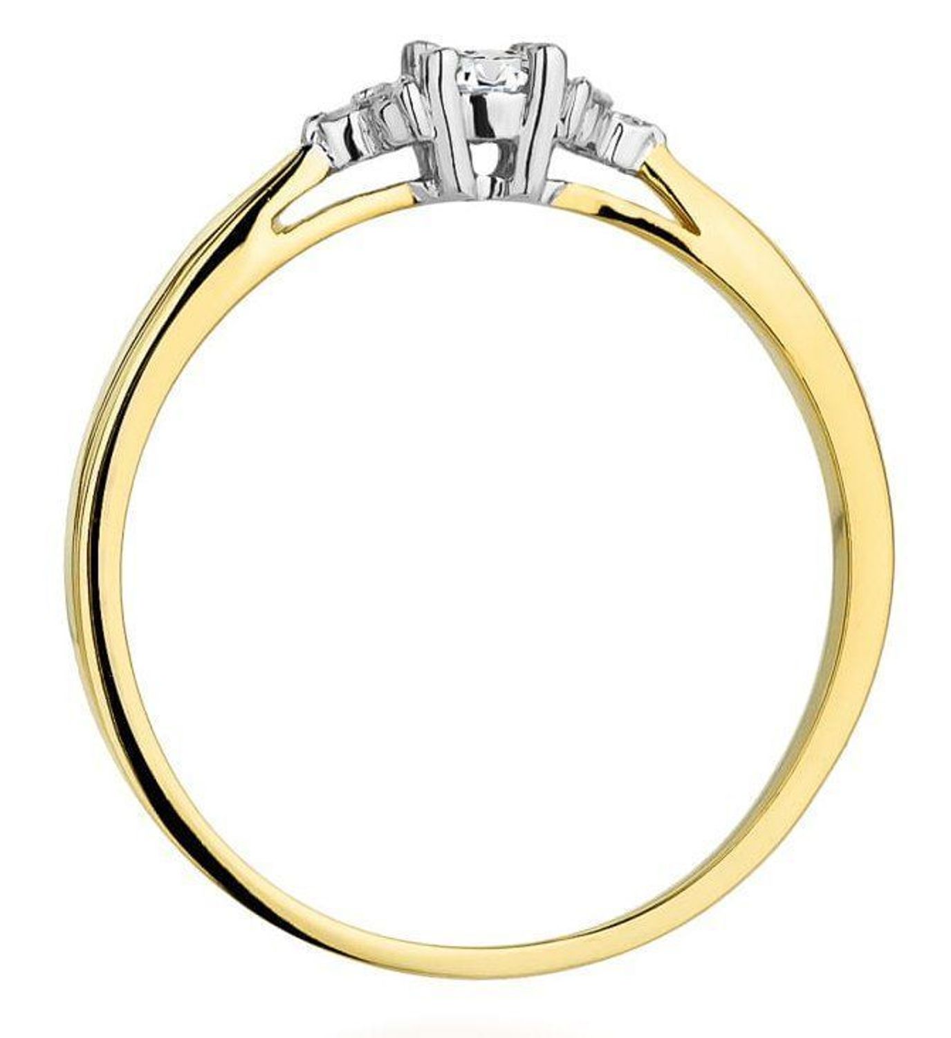 Złoty pierścionek zaręczynowy z diamentami 0,10ct próba 585 W428 rozmiar 7. Ten elegancki pierścionek zaręczynowy wykonany został z najwyższej jakości złota próby 585 (14K). Pierścionek zaręczynowy z diamentami (1).jpg