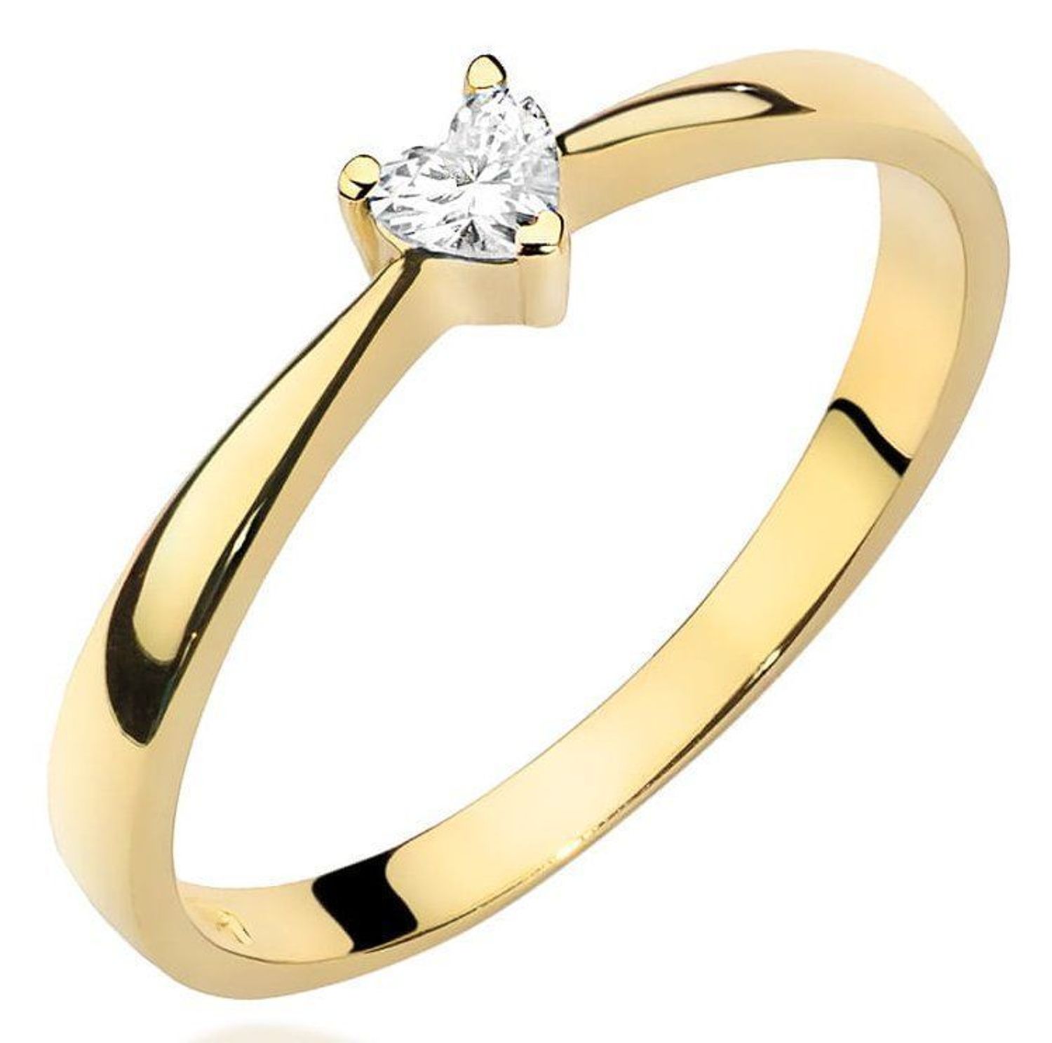 Złoty pierścionek zaręczynowy serce z diamentami 0,10ct próba 585 W433 rozmiar 8 DIAPRSW433Z585B0.10. Wyjątkowy pierścionek zaręczynowy wykonany z żółi.  (1).jpg