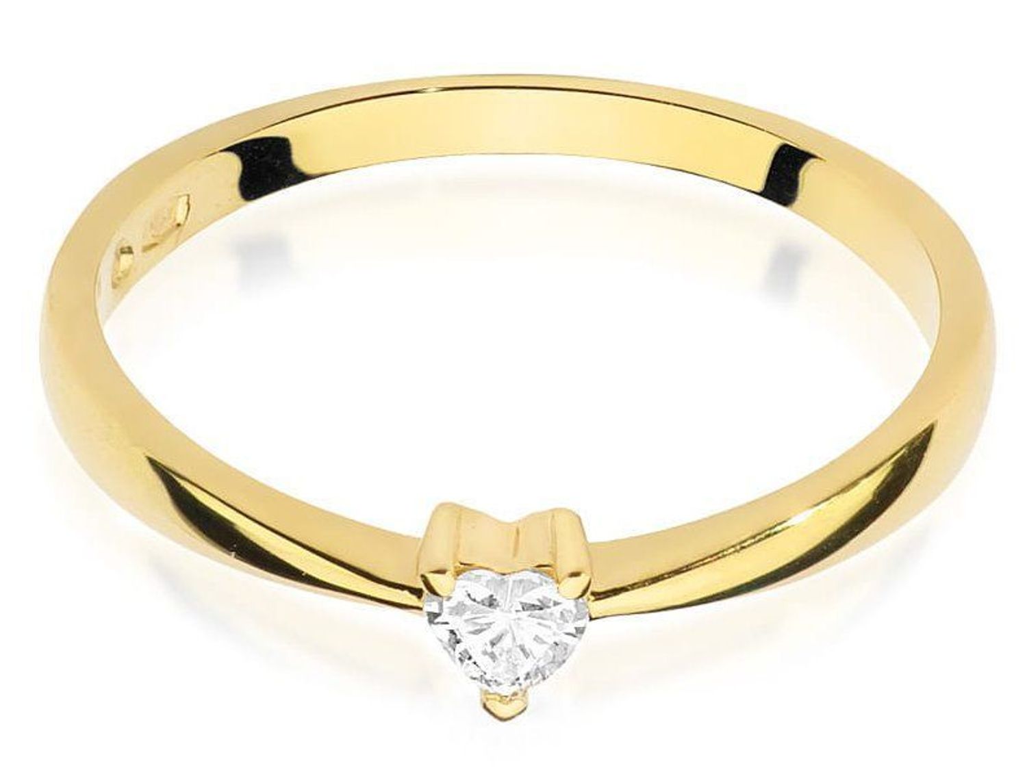 Złoty pierścionek zaręczynowy serce z diamentami 0,10ct próba 585 W433 rozmiar 8 DIAPRSW433Z585B0.10. Wyjątkowy pierścionek zaręczynowy wykonany z żółi.  (1).jpg