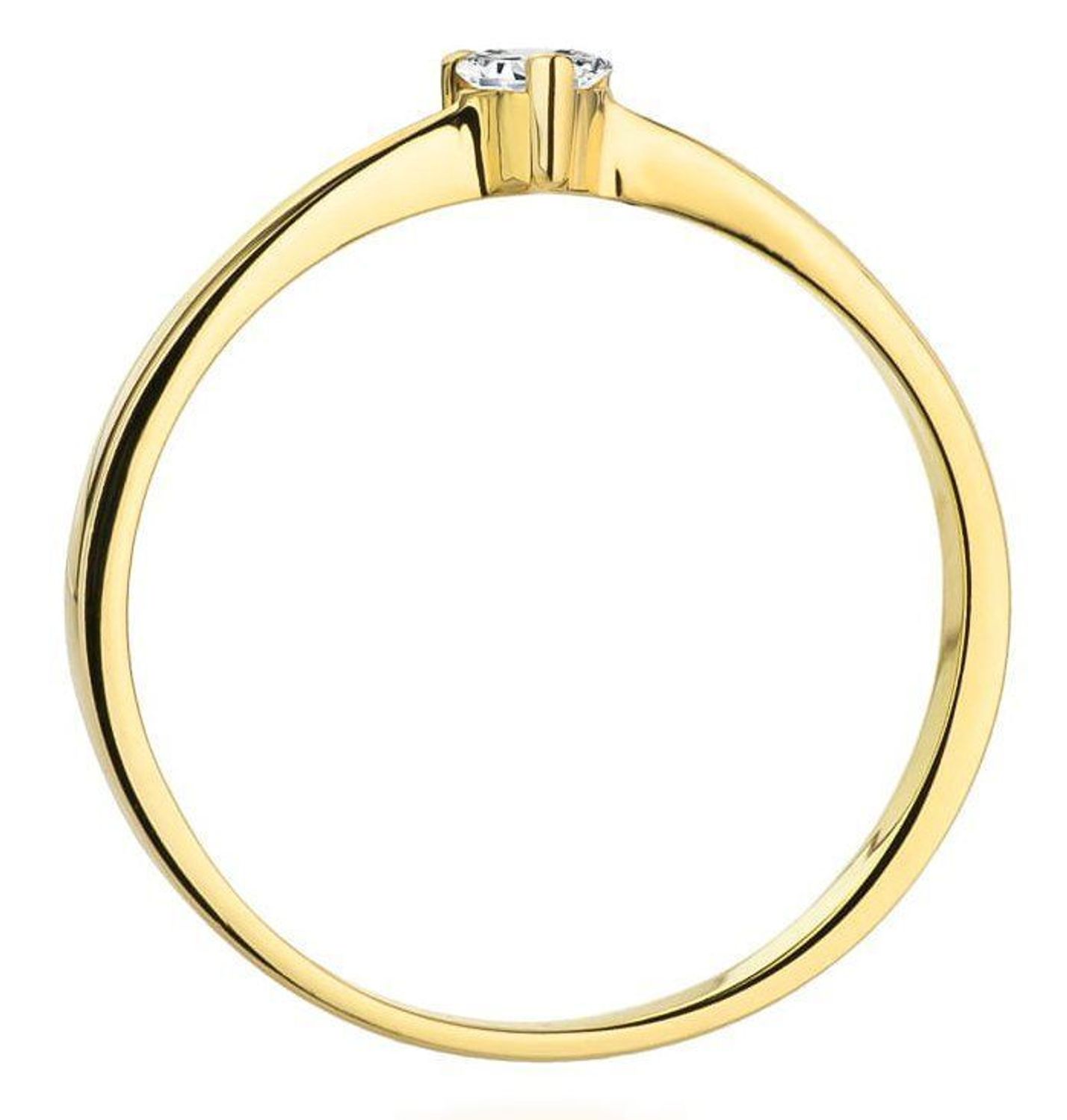 Złoty pierścionek zaręczynowy serce z diamentami 0,10ct próba 585 W433 rozmiar 8 DIAPRSW433Z585B0.10. Wyjątkowy pierścionek zaręczynowy wykonany z żółi.  (1).jpg