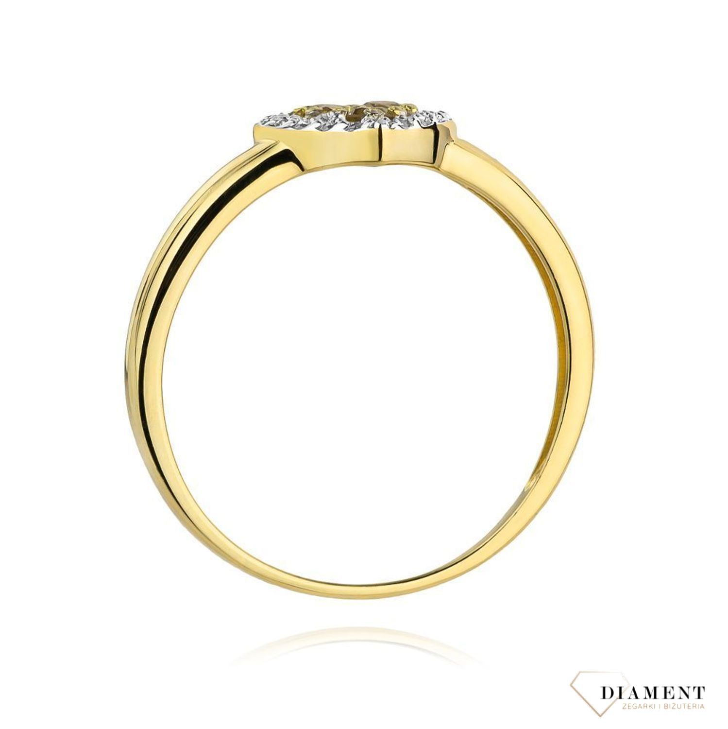 Złoty pierścionek damski 585 Pierścionek Serce wysadzane Diamentami 0,10 ct.jpg