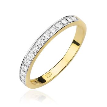 Złoty pierścionek damski 585 Obrączka wysadzana 14 Diamentami 0,20 ct 1.jpg