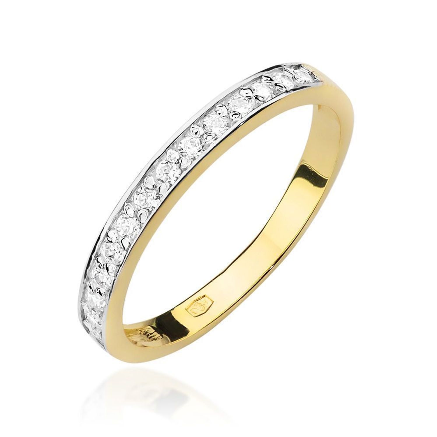 Złoty pierścionek damski 585 Obrączka wysadzana 14 Diamentami 0,20 ct 1.jpg