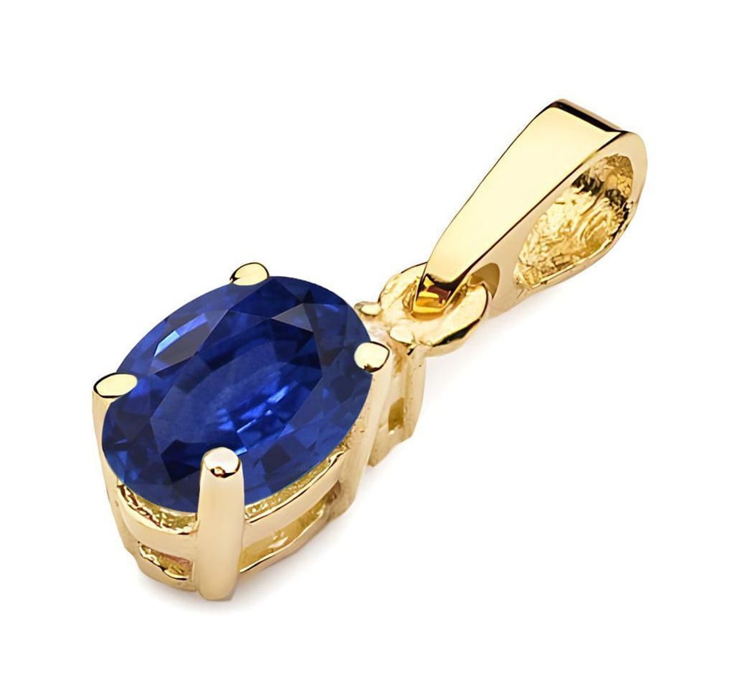 Zawieszka złota Z0001 z szafirem 0.70 ct i diamentem SI2 H 1.5 mm. Wykonana z żółtego złota próby 585, wymiary 4 x 15 mm, waga 0.5–0.9 g. 1.jpg