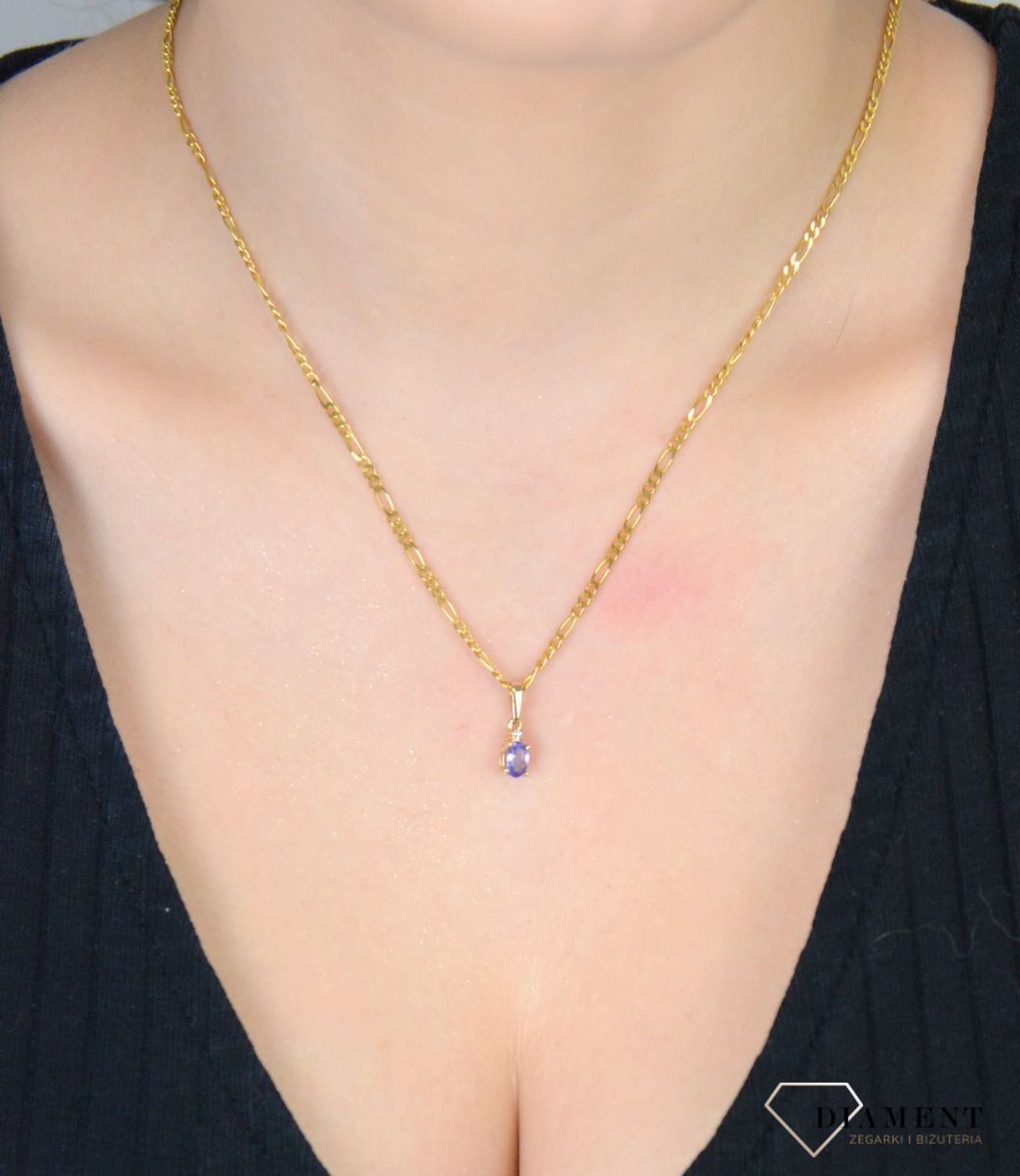 Złota zawieszka 585 DIAMENT Ametyst i Diamenty Złota zawieszka wykonana z próby 585 z Ametystem i  diamentem o wadze 0,145ct, barwie GH i czystości SI. Piękna i elegancka biżuteria. 1.jpg