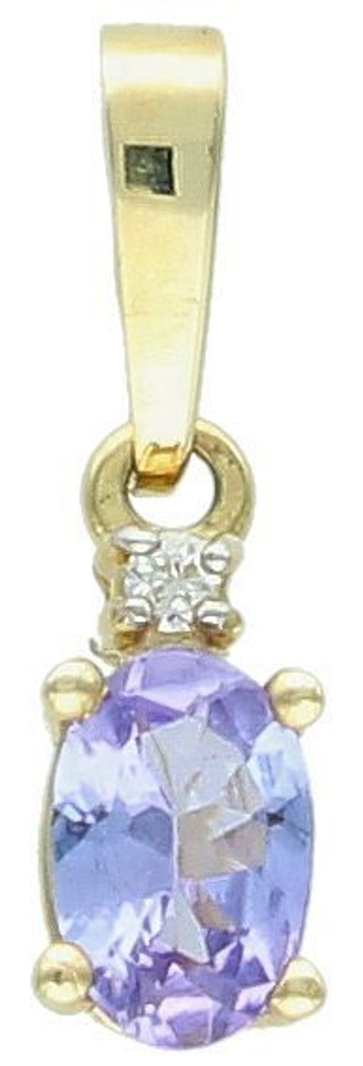 Złota zawieszka 585 DIAMENT Ametyst i Diamenty Złota zawieszka wykonana z próby 585 z Ametystem i  diamentem o wadze 0,145ct, barwie GH i czystości SI. Piękna i elegancka biżuteria. 1.jpg