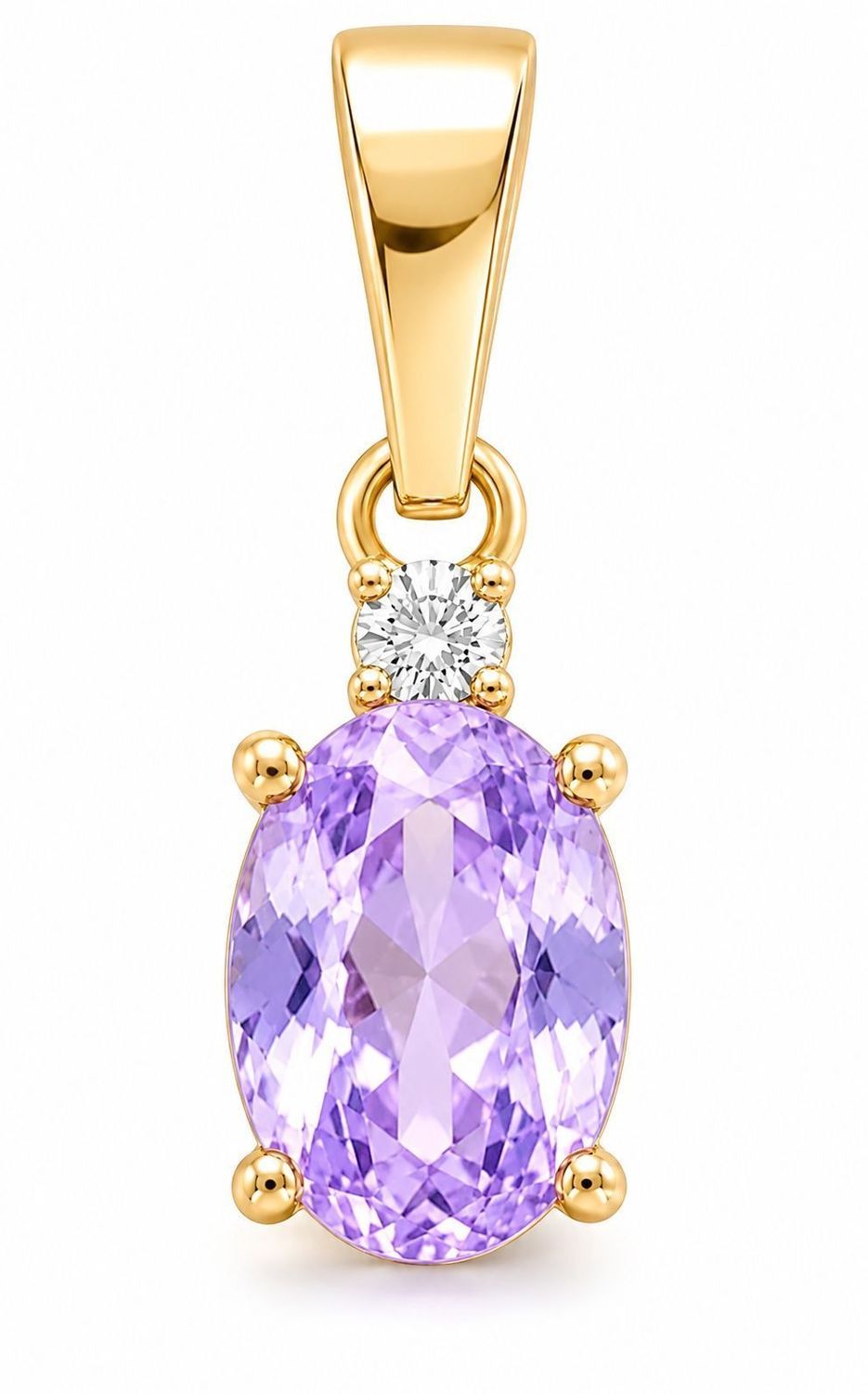 Złota zawieszka 585 z ametystem i diamentem 0,145 ct.jpg