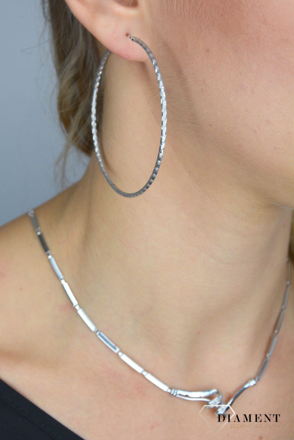 Złoty naszyjnik DIAMENT 585 Białe złoto z cyrkoniami DIS-NSZ-1368-585.jpg