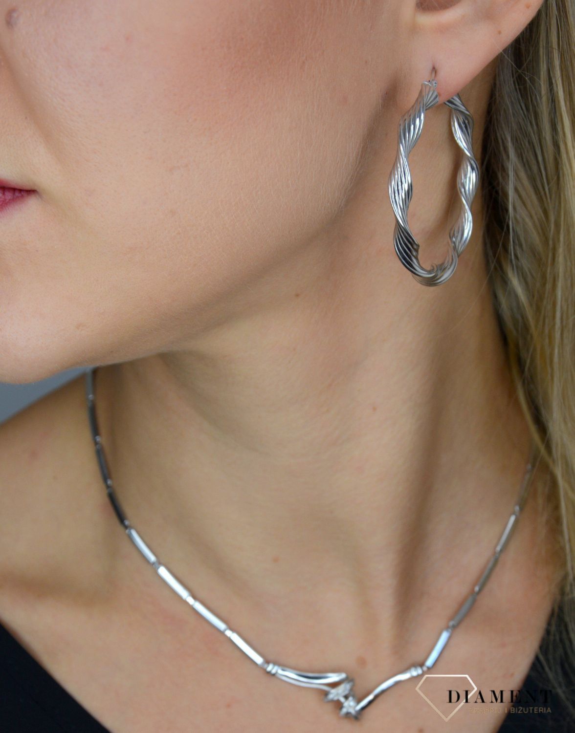 Złoty naszyjnik DIAMENT 585 Białe złoto z cyrkoniami DIS-NSZ-1368-585.jpg