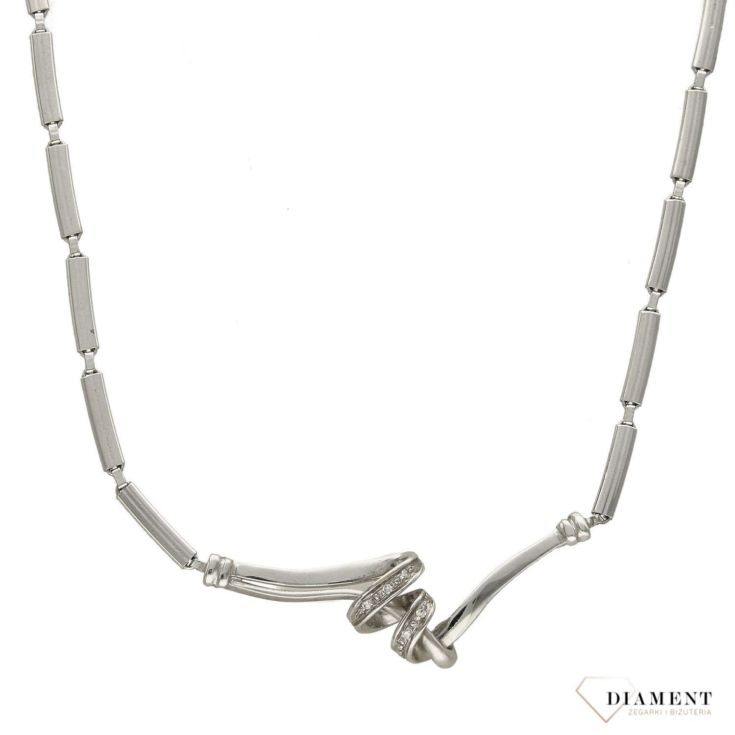 Złoty naszyjnik DIAMENT 585 Białe złoto z cyrkoniami DIS-NSZ-1368-585.jpg
