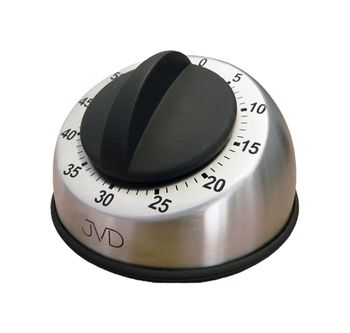 Minutnik mechaniczny JVD srebrny DM83. Minutnik nakręcany. Minutnik do kuchni. Minutnik do gotowania. Minutnik kuchenny nakręcany..jpg