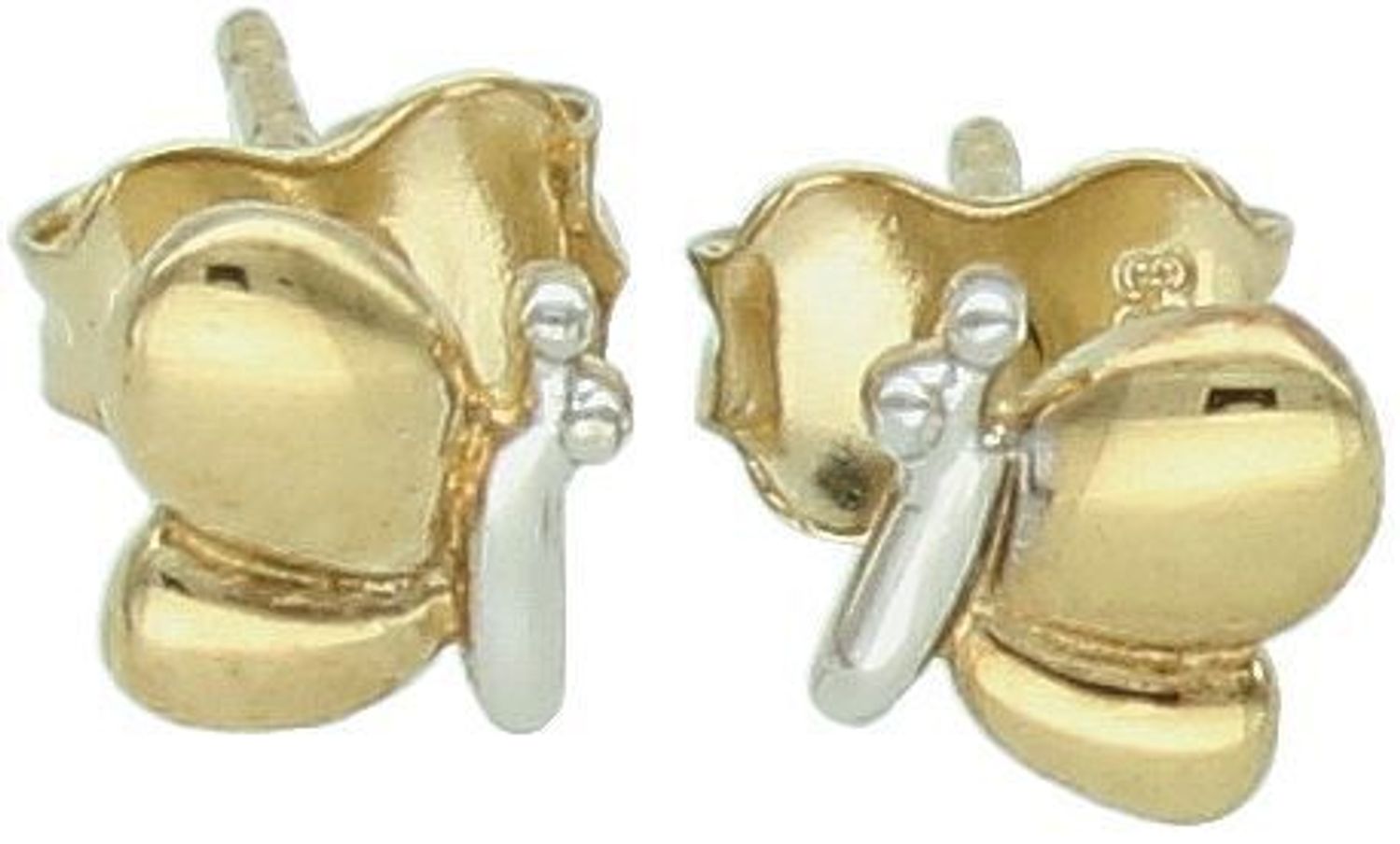 Złote kolczyki wkrętki  motylki z białym złotem 333. Złote delikatne kolczyki  wykonane z wysokiej jakości złota próby 333 w połączeniu z żółtym i białym złotem to doskonały pomysł na prezent 1.jpg