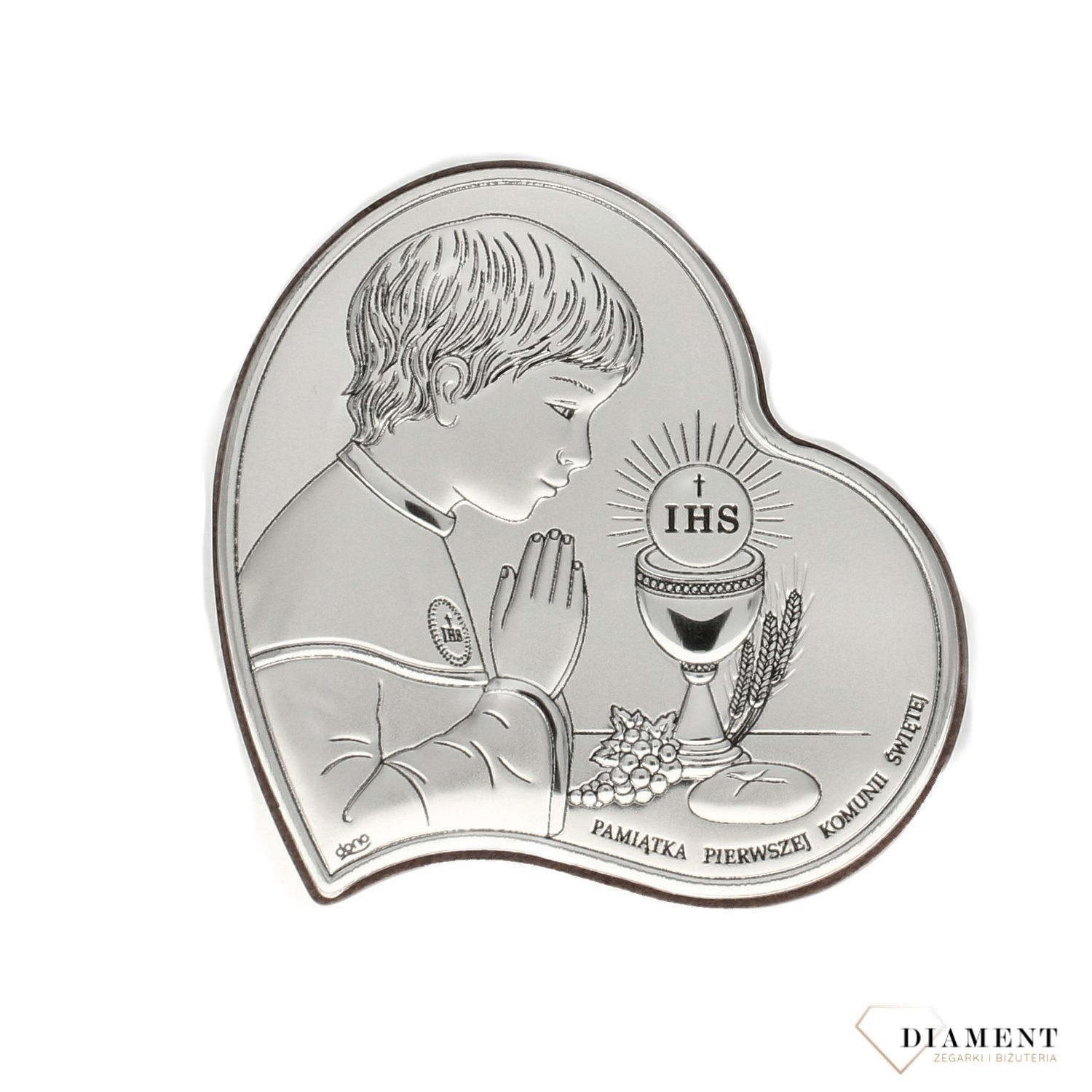 Obrazek srebrny I Komunia Święta chłopiec w sercu (1).jpg