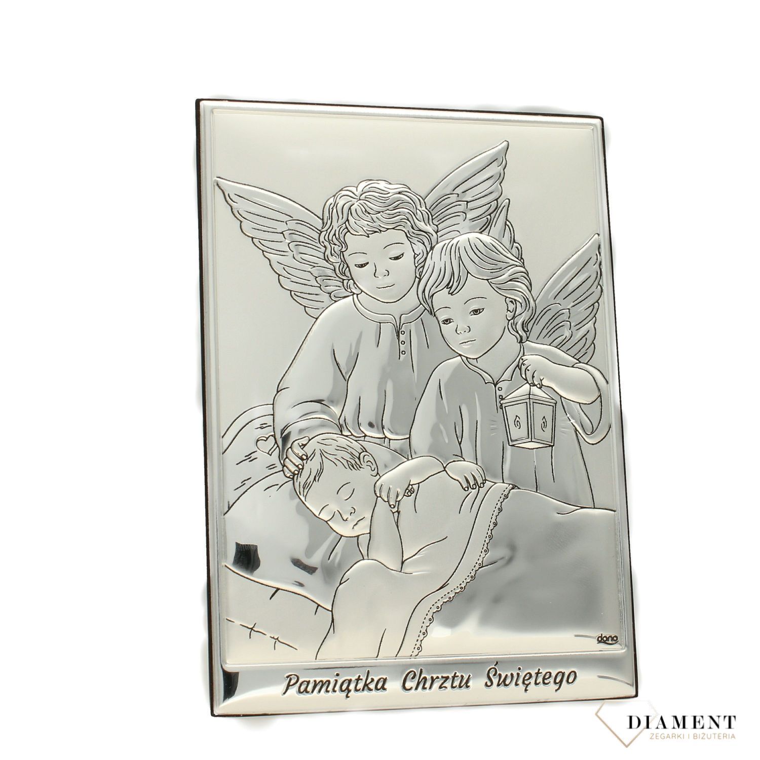 Obrazek srebrny , Aniołki pamiątka Chrztu Świętego (2).jpg