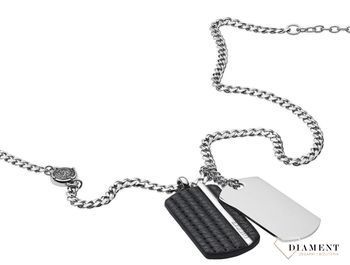 Biżuteria DIESEL Naszyjnik nieśmiertelnik Diesel Skóra stal DX1040040 (1).jpg