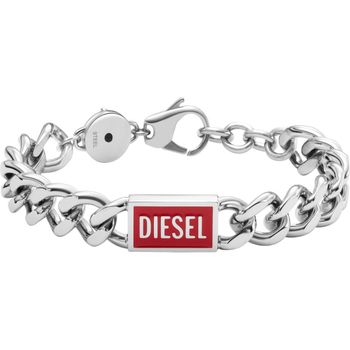 Bransoletka męska Diesel stalowa z czerwonym logo DX1371040. Męska bransoletka Diesel. Bransoletka męska stalowa Diesel. Bransoletka stalowa z logo Diesel. Bransoletka męska Diesel na prezent (1).jpg