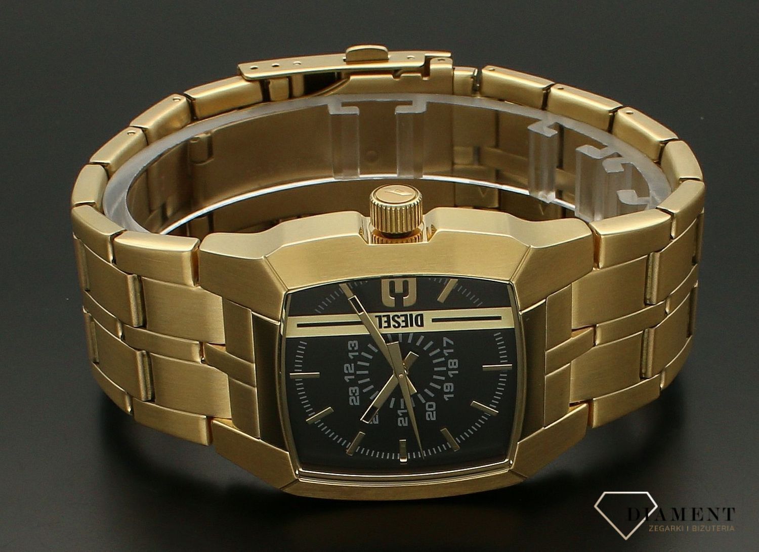 Zegarek męski Diesel CLIFFHANGER na złotej bransolecie DZ2151.jpg