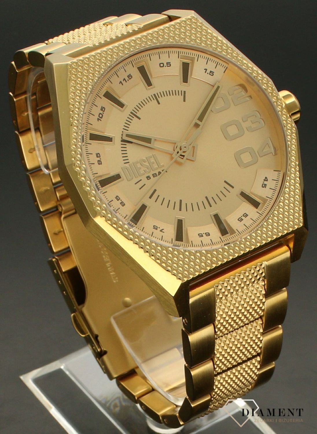 Zegarek męski Diesel DOUBLE SCRAPER na złotej bransolecie DZ2173.jpg