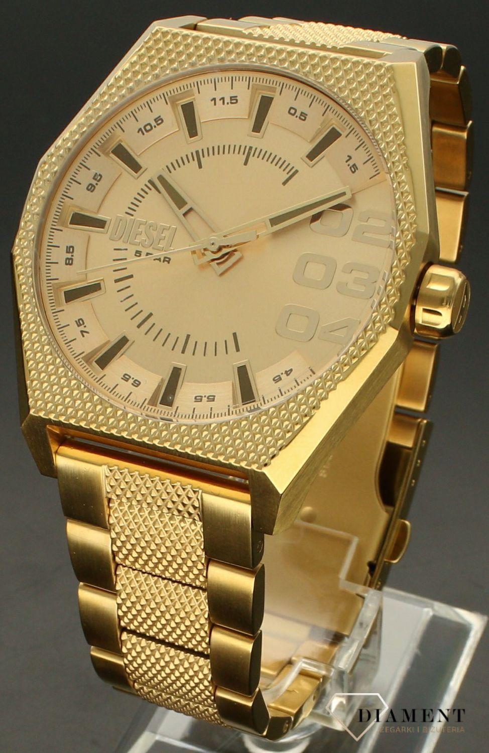 Zegarek męski Diesel DOUBLE SCRAPER na złotej bransolecie DZ2173.jpg