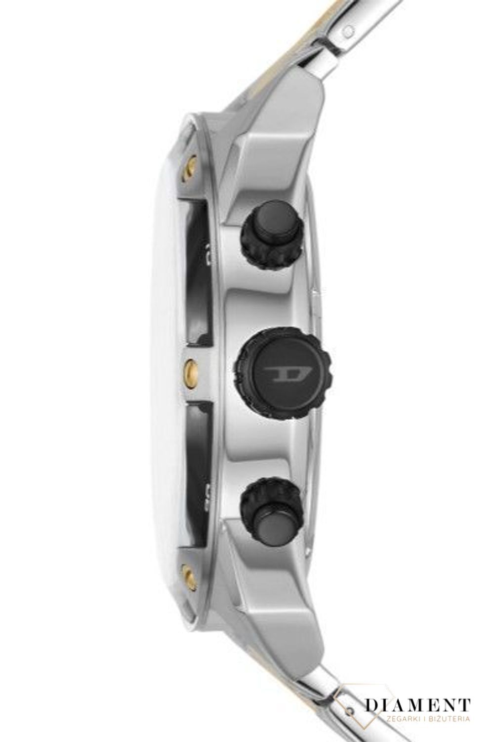 1 Zegarek męski Diesel Spiked Chronograph na bransolecie DZ4625. Męski zegarek nowoczesny. Zegarek męski Diesel. Zegarek męski z chronografem. Zegarek męski Diesel idealny dla mężczyzny na prezent. Zegarek męski srebrno złoty..jpg