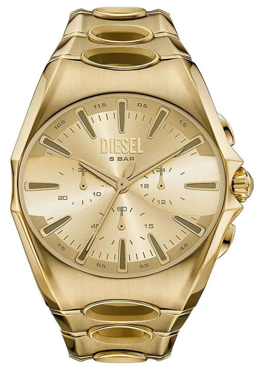 Zegarek męski Diesel D-48 DZ4695 z funkcją chronografu, stalową kopertą i bransoletą PVD w złotym kolorze, tarczą ze szlifem słonecznym, mechanizmem kwarcowym i wodoszczelnością 1.jpg