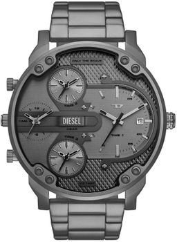Diesel DZ7487 to modowy zegarek kwarcowy z szarą tarczą, stalową kopertą i bransoletą. Posiada chronograf (stoper do 30 min), datownik oraz wskazanie czasu w 4 strefach czasowych. Odporny na zachlapania.1.jpg