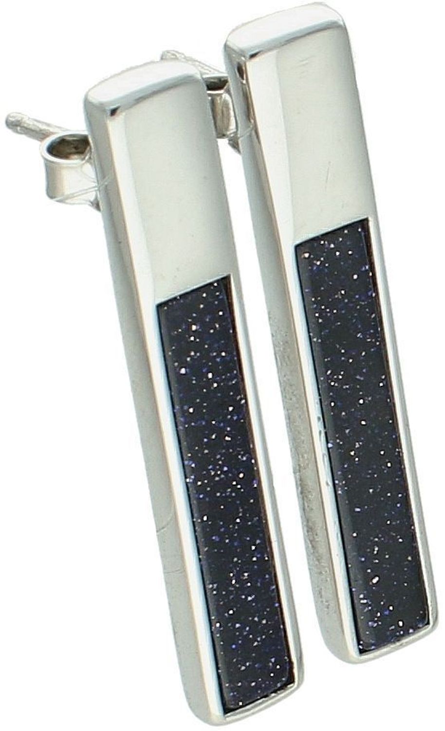 Kolczyki damskie srebrne próba 925 z kamieniem noc kairu. Nowoczesne sztywne patyczki o długości 3 cm i wadze 4,70 g. Zapięcie na sztyft. Model DZK391NKR.1.jpg