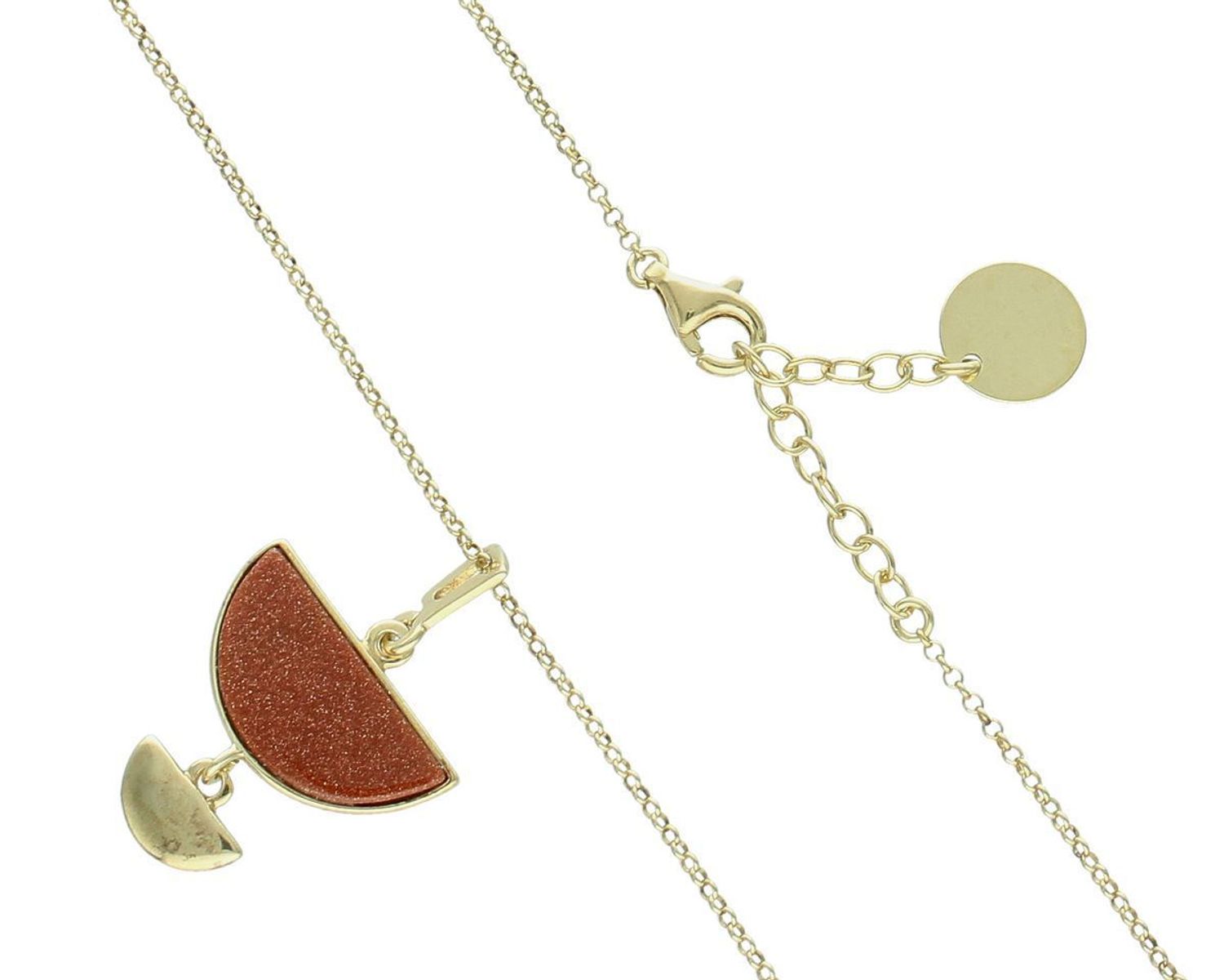 Pozłacany naszyjnik damski srebro 925 z geometryczną zawieszką i piaskiem pustyni. Długość 45 + 3 cm, zapięcie na karabińczyk. Elegancja i nowoczesność w jednym.1.jpg