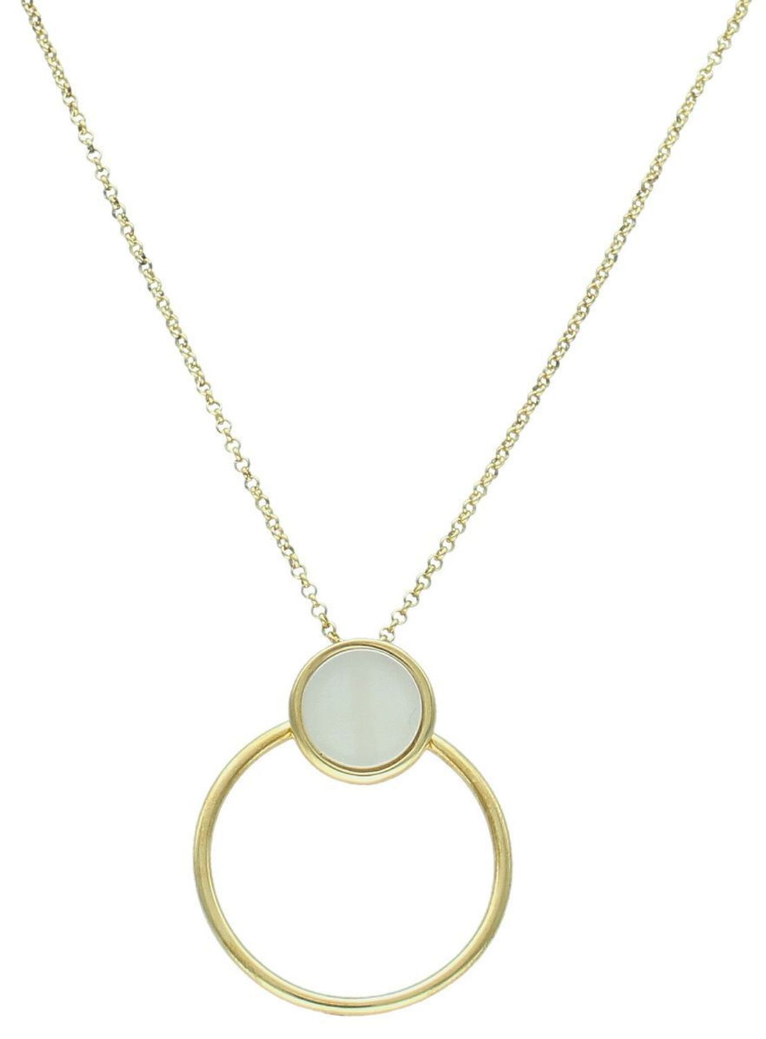 Naszyjnik damski pozłacany ze srebra 925 z zawieszką otwarte kółko i masa perłowa. Długość 45 cm + 3 cm. Waga 4,55 g. Subtelna i elegancka biżuteria na co dzień i na prezent.1.jpg