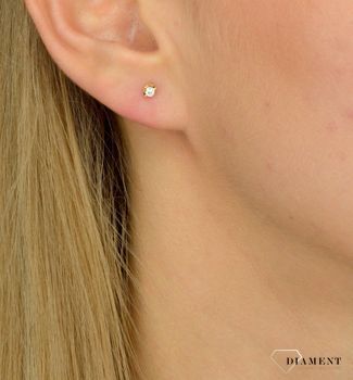 Złote kolczyki DIAMENT diamenty 0,05ct E2038W05. Drobne kolczyki z brylantami, wykonane z żółtego złota (3).JPG